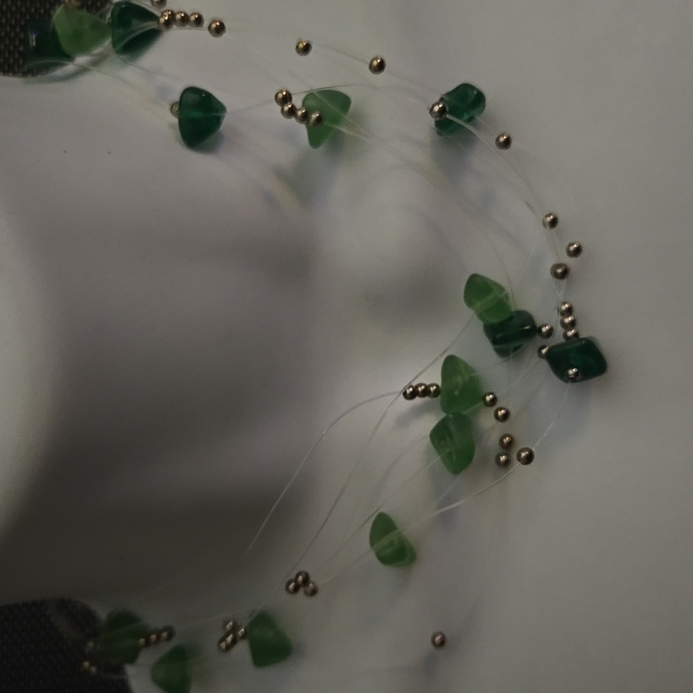 Silver Plated Designer Green Stone Necklace.